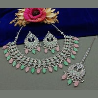 Sai Fashion Silver Plated Crystal Stone Necklace Set