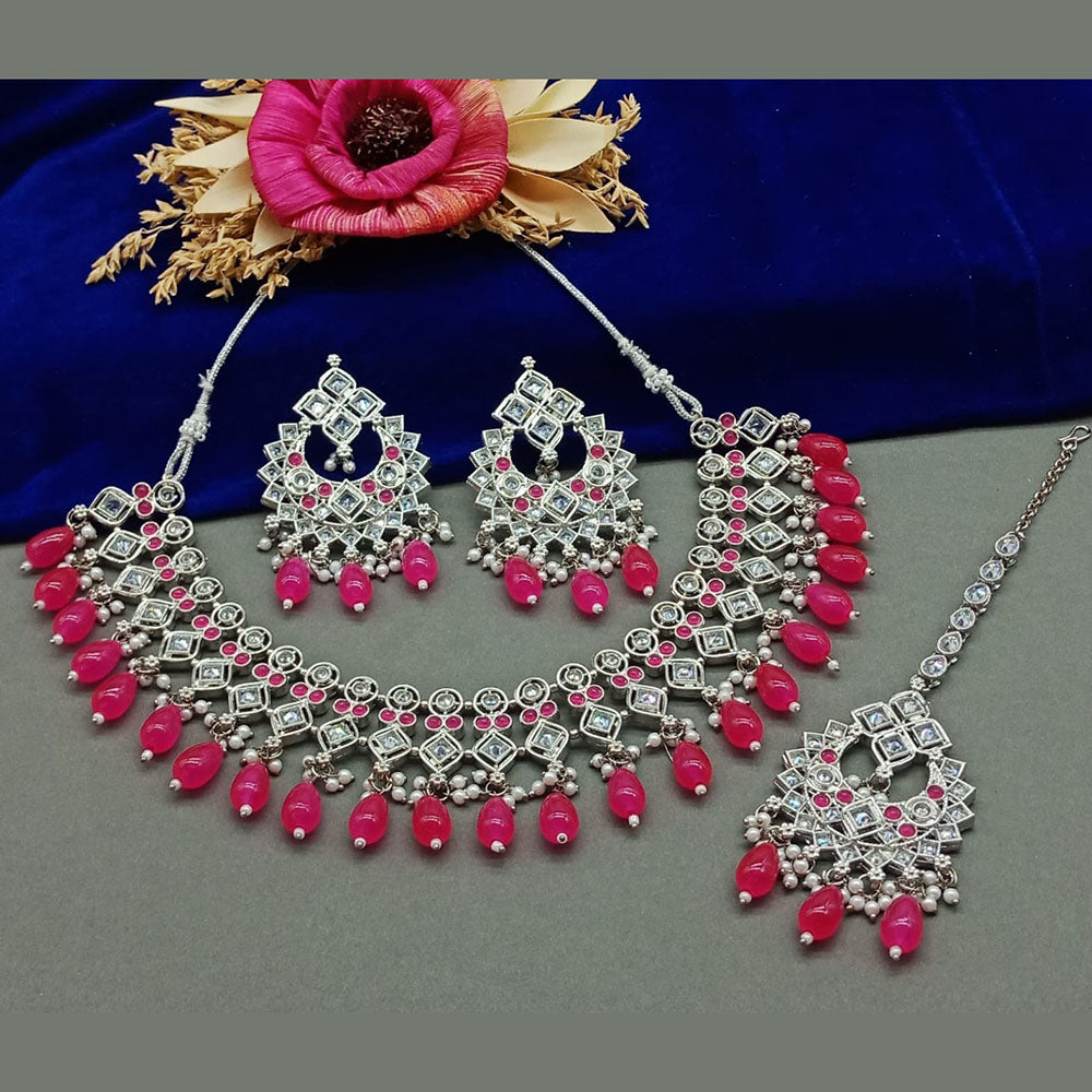 Sai Fashion Silver Plated Crystal Stone Necklace Set