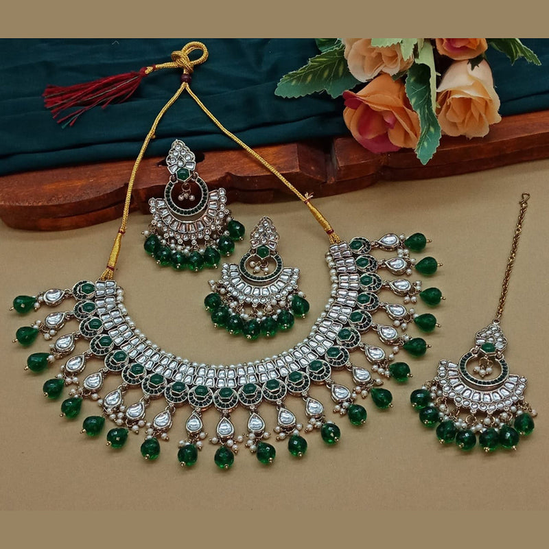 Sai Fashion Gold Plated Kundan Stone And Beads Necklace Set