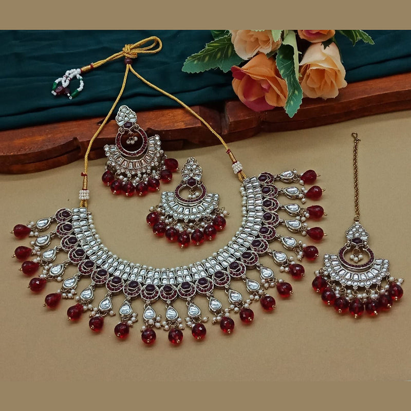 Sai Fashion Gold Plated Kundan Stone And Beads Necklace Set