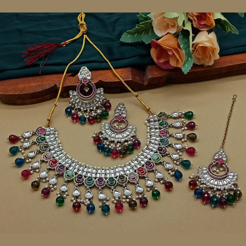 Sai Fashion Gold Plated Kundan Stone And Beads Necklace Set