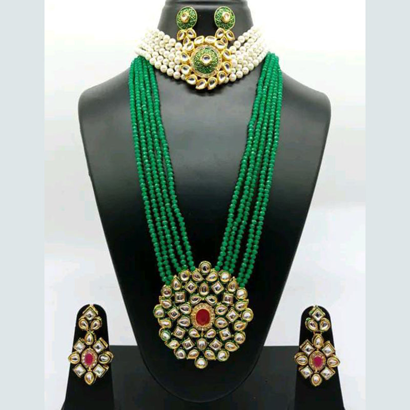 Sai Fashion Gold Plated Pearl And Beads Necklace Combo