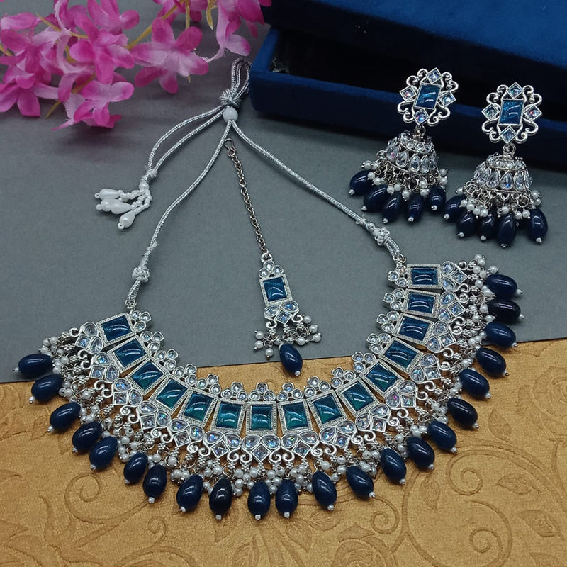 Sai Fashion Silver Plated Crystal Stone Necklace Set