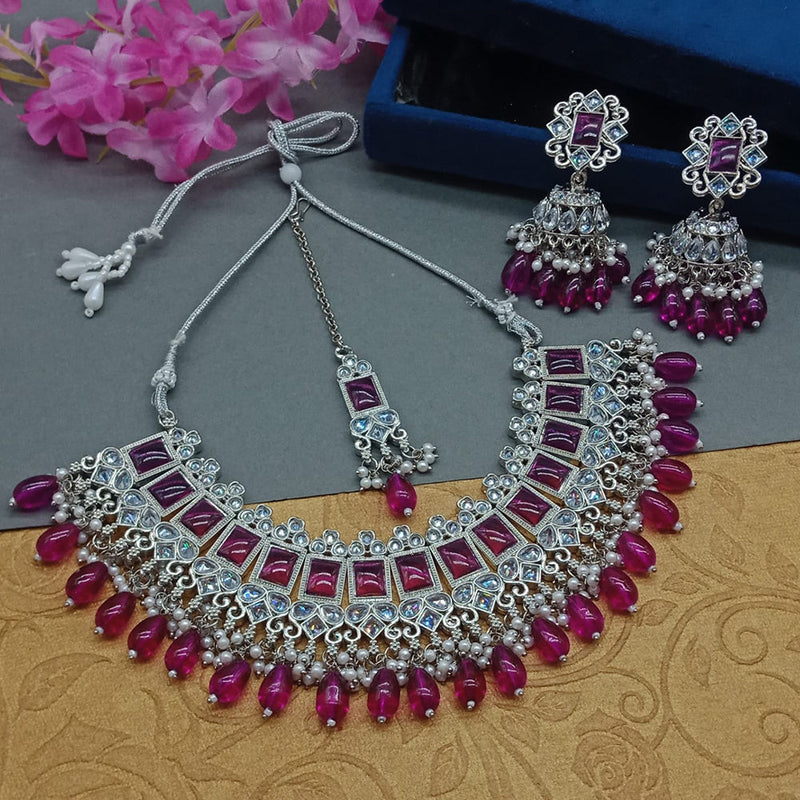 Sai Fashion Silver Plated Crystal Stone Necklace Set