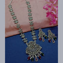 Sai Fashion Oxidised Plated Pota Stone Long Necklace Set