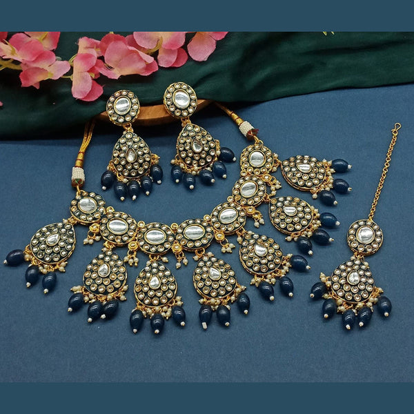 Sai Fashion Gold Plated Kundan And Beads Necklace Set