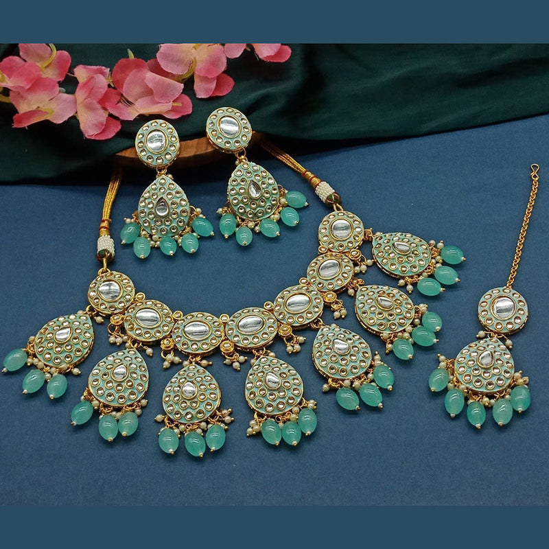 Sai Fashion Gold Plated Kundan And Beads Necklace Set