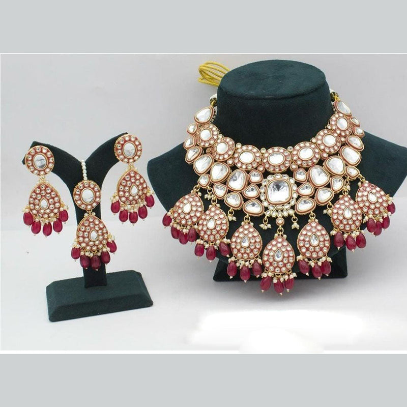 Sai Fashion Gold Plated Kundan And Beads Necklace Set