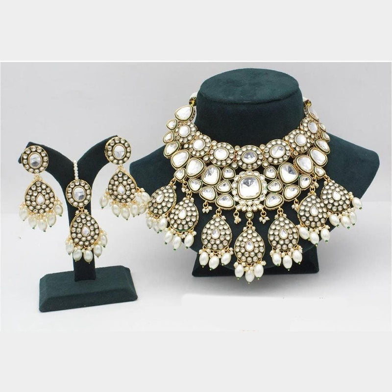 Sai Fashion Gold Plated Kundan And Beads Necklace Set