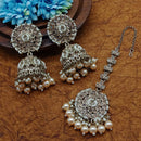 Sai Fashion Gold Plated Crystal Stone And Pearls Jhumki With Maangtika