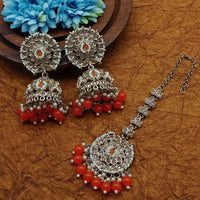 Sai Fashion Gold Plated Crystal Stone And Pearls Jhumki With Maangtika