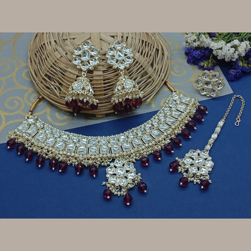 Sai Fashion Gold Plated Kundan Stone Choker Necklace Set