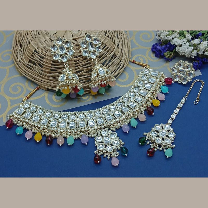 Sai Fashion Gold Plated Kundan Stone Choker Necklace Set