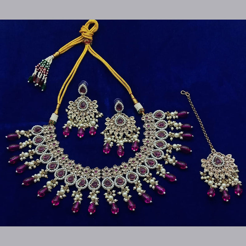 Sai Fashion Gold Plated Kundan Stone Necklace Set