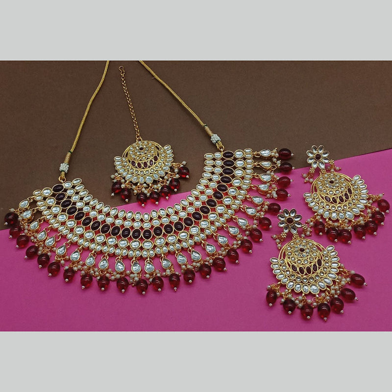 Sai Fashion Gold Plated Kundan Stone Necklace Set