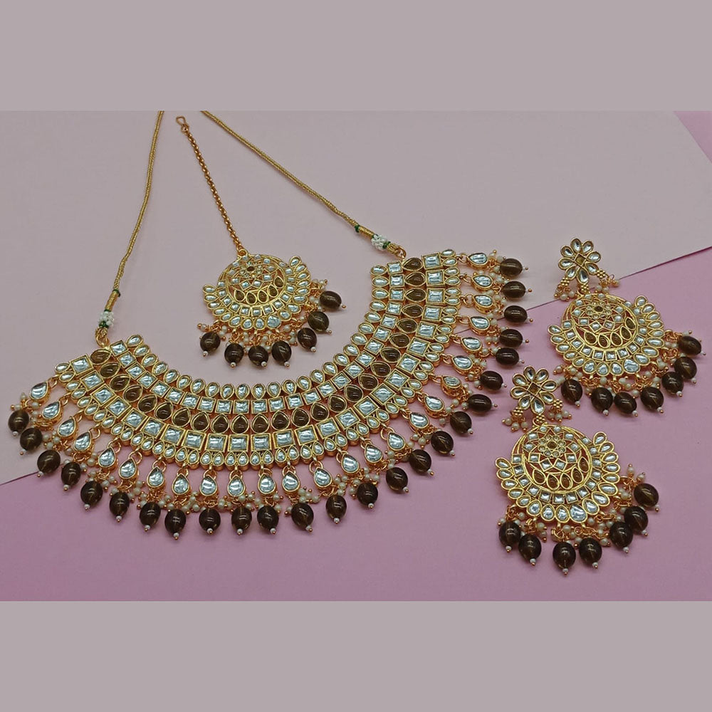 Sai Fashion Gold Plated Kundan Stone Necklace Set