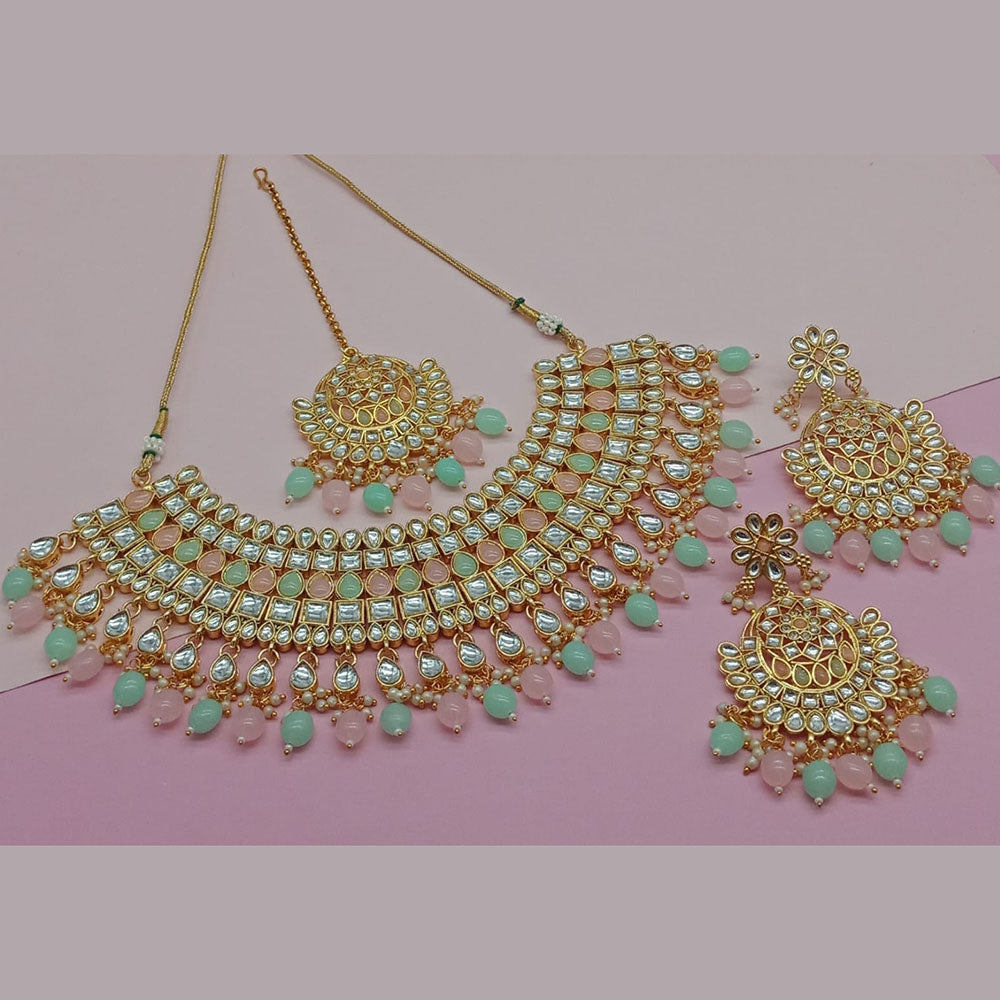 Sai Fashion Gold Plated Kundan Stone Necklace Set