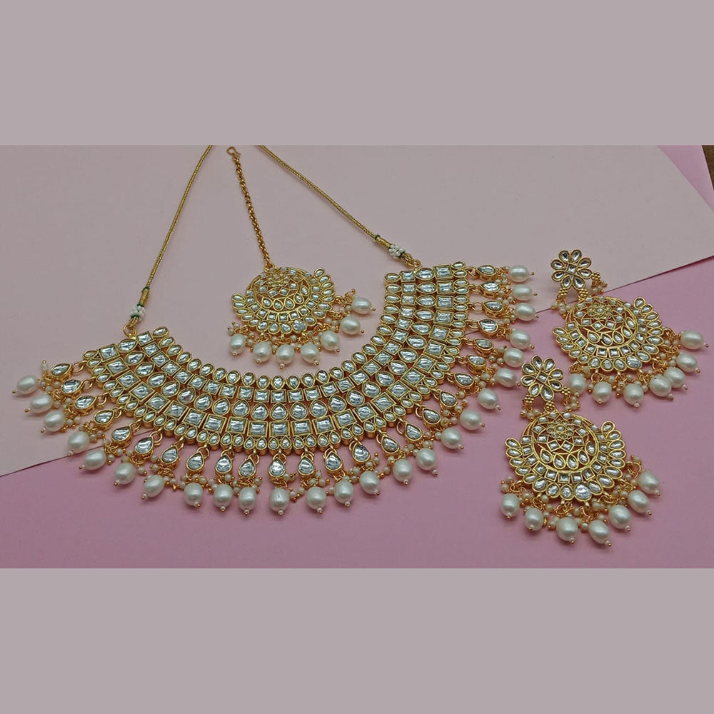 Sai Fashion Gold Plated Kundan Stone Necklace Set