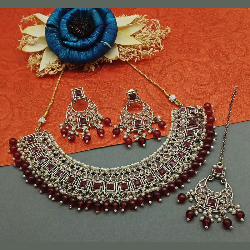 Sai Fashion Gold Plated Crystal Stone Necklace Set