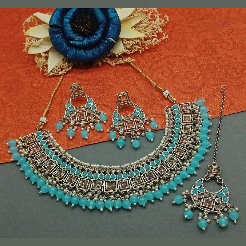 Sai Fashion Gold Plated Crystal Stone Necklace Set