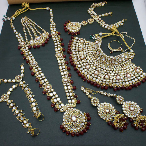 Sai Fashion Gold Plated Kundan Stone Bridal Necklace Set