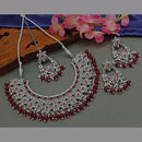 Sai Fashion Silver Plated Crystal Stone And Pearls Necklace Set