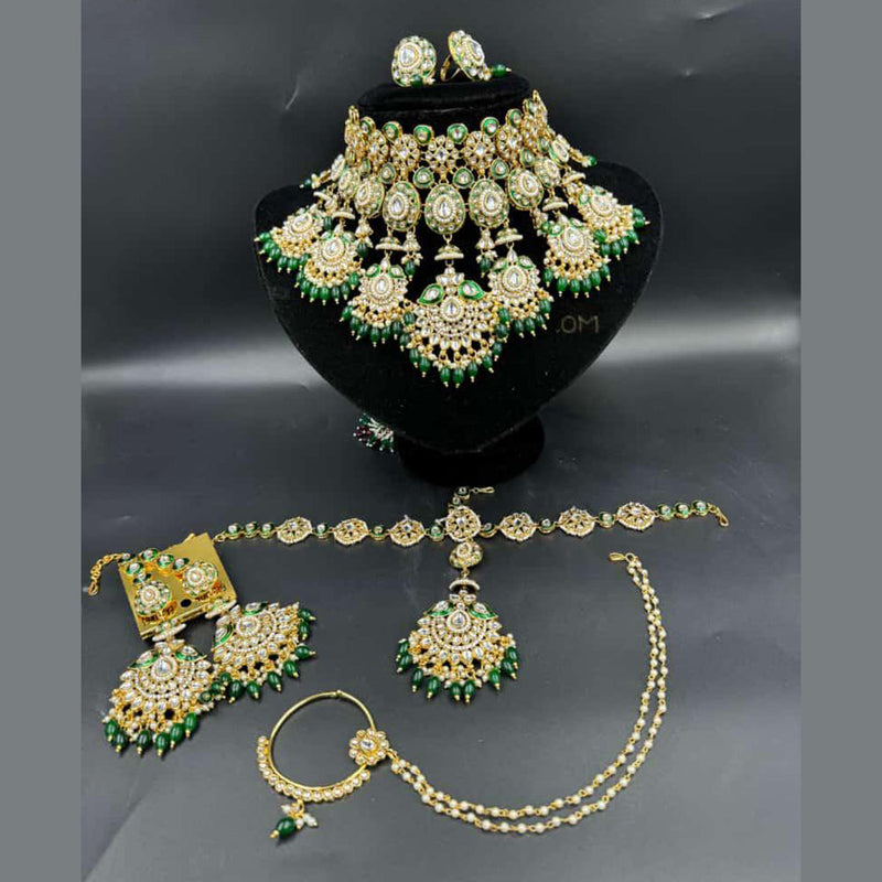 Sai Fashion Gold Plated Kundan Stone And Beads Bridal Set