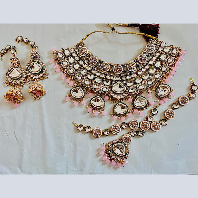 Sai Fashion Gold Plated  Kundan Stone And Beads Necklace Set