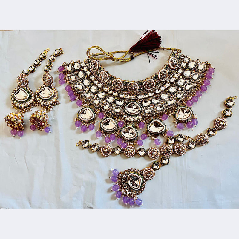 Sai Fashion Gold Plated  Kundan Stone And Beads Necklace Set