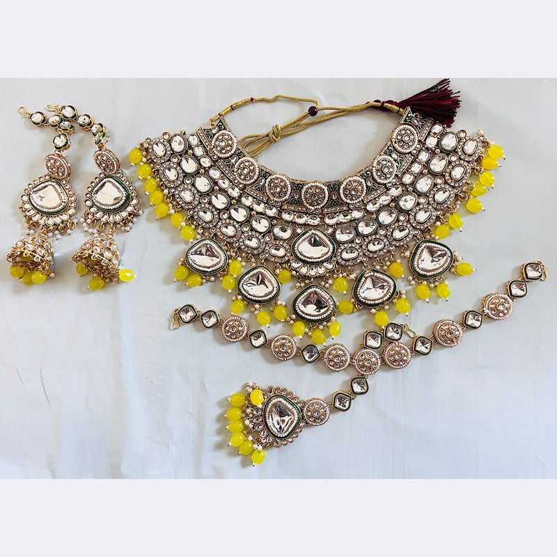 Sai Fashion Gold Plated  Kundan Stone And Beads Necklace Set