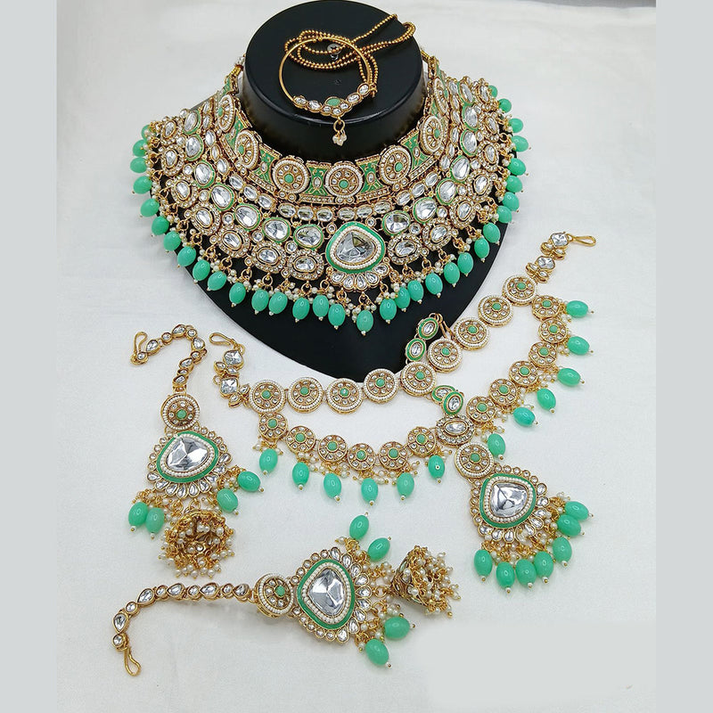 Sai Fashion Gold Plated Kundan Stone And Beads Necklace Set