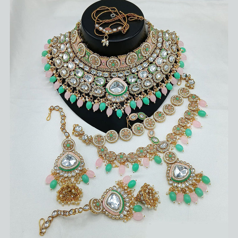 Sai Fashion Gold Plated Kundan Stone And Beads Necklace Set