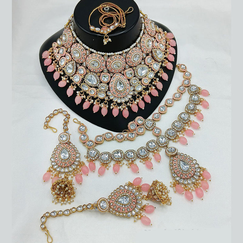 Sai Fashion Gold Plated Kundan Stone And Beads Necklace Set