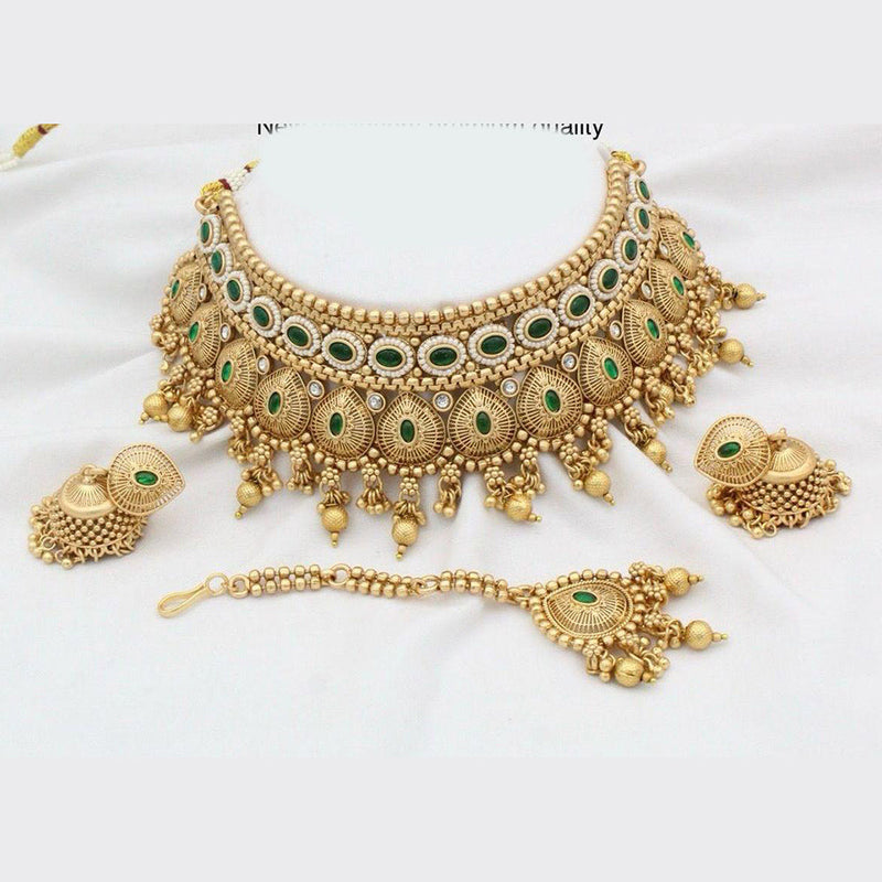 Sai Fashion Gold Plated Kundan And Pearls Choker Necklace Set