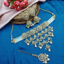 Sai Fashion Elegant Gold Plated Crystal And Pearl Choker Set