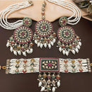 Sai Fashion  Gold Plated Crystal And Pearl Choker Necklace Set