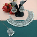 Sai Fashion Silver Plated Kundan Stone And Beads Necklace Set
