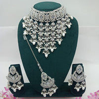 Sai Fashion Silver Plated Kundan Stone And Beads Necklace Set