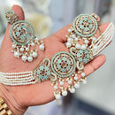 Sai Fashion  Gold Plated Crystal And Pearl Choker Necklace Set