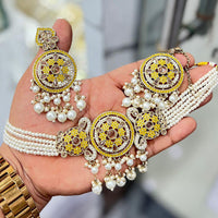 Sai Fashion  Gold Plated Crystal And Pearl Choker Necklace Set