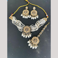 Sai Fashion Gold Plated Crystal Stone Pearl And Beads Choker Necklace Set