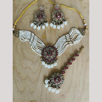 Sai Fashion Gold Plated Crystal Stone Pearl And Beads Choker Necklace Set