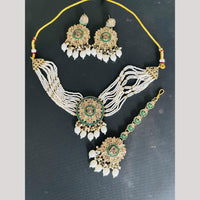Sai Fashion Gold Plated Crystal Stone Pearl And Beads Choker Necklace Set