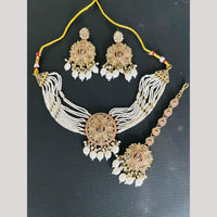 Sai Fashion Gold Plated Crystal Stone Pearl And Beads Choker Necklace Set