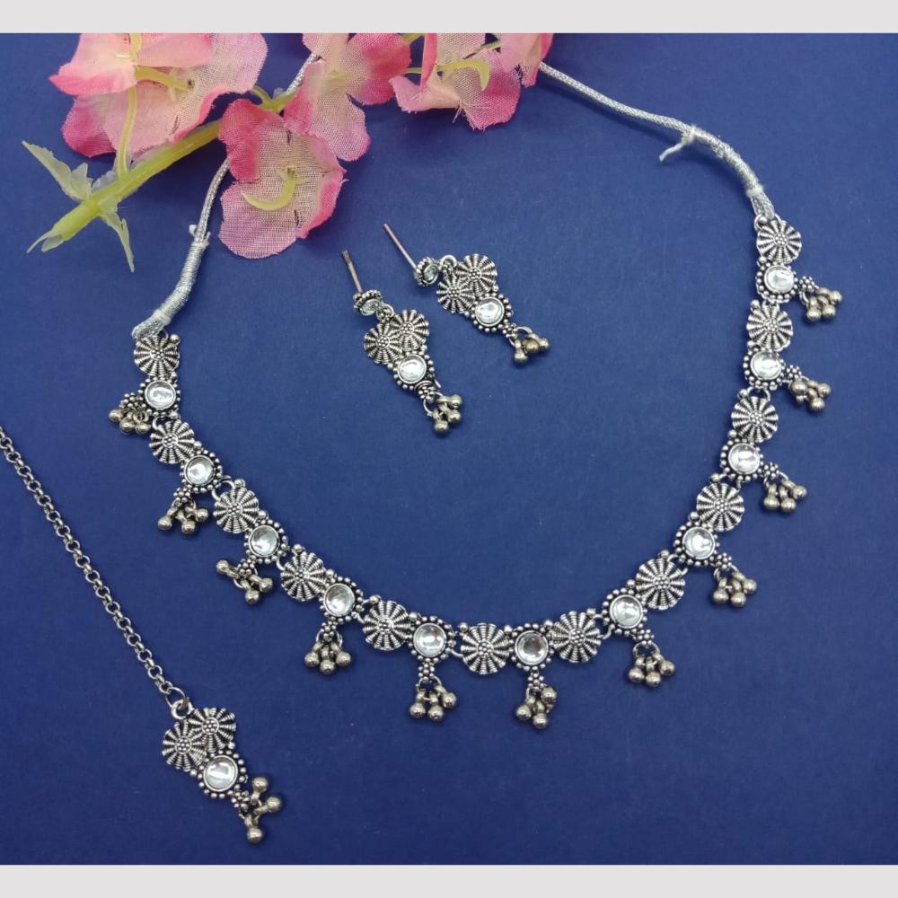 Sai Fashion Oxidized Plated Kundan Necklace Set