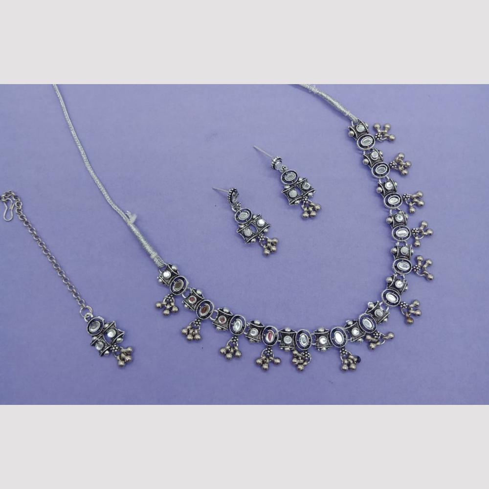 Sai Fashion Oxidized Plated Kundan Necklace Set