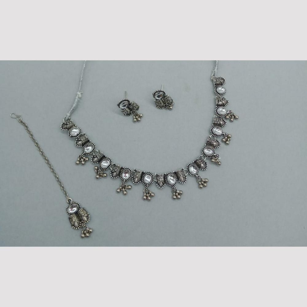 Sai Fashion Oxidized Plated Kundan Necklace Set