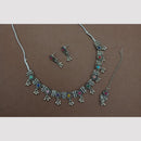 Sai Fashion Oxidized Plated Pota Stone Necklace Set