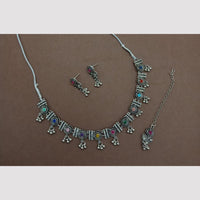 Sai Fashion Oxidized Plated Pota Stone Necklace Set
