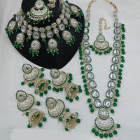 Sai Fashion Gold Plated Kundan Stone And Beads Double Necklace Set